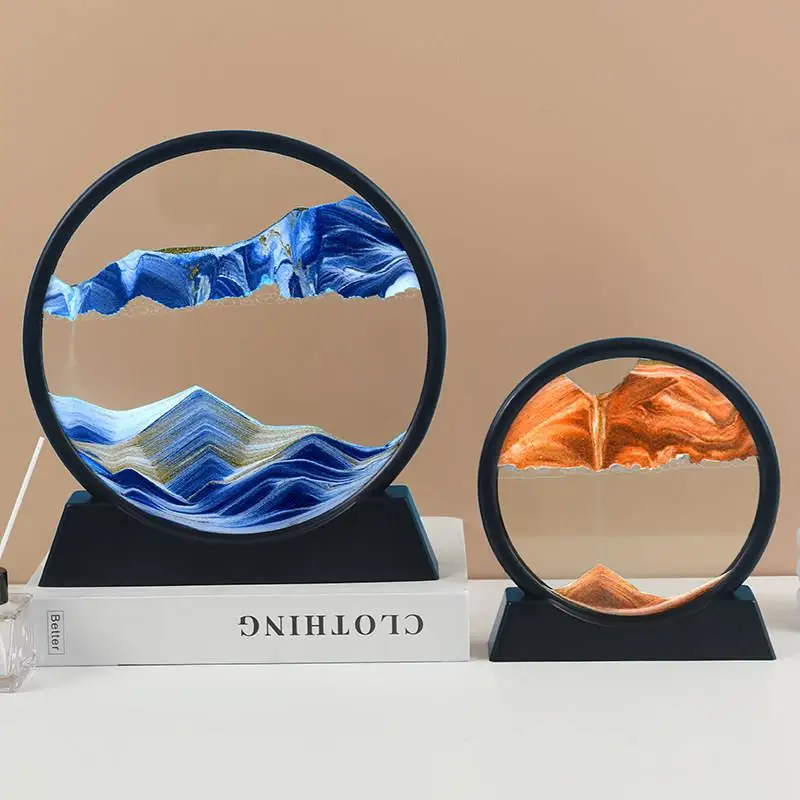 창의적인 모래 그림 장식품 3D TV 거실 사무실 데스크탑 장식 예술적인 유리 모래시계 고급 선물