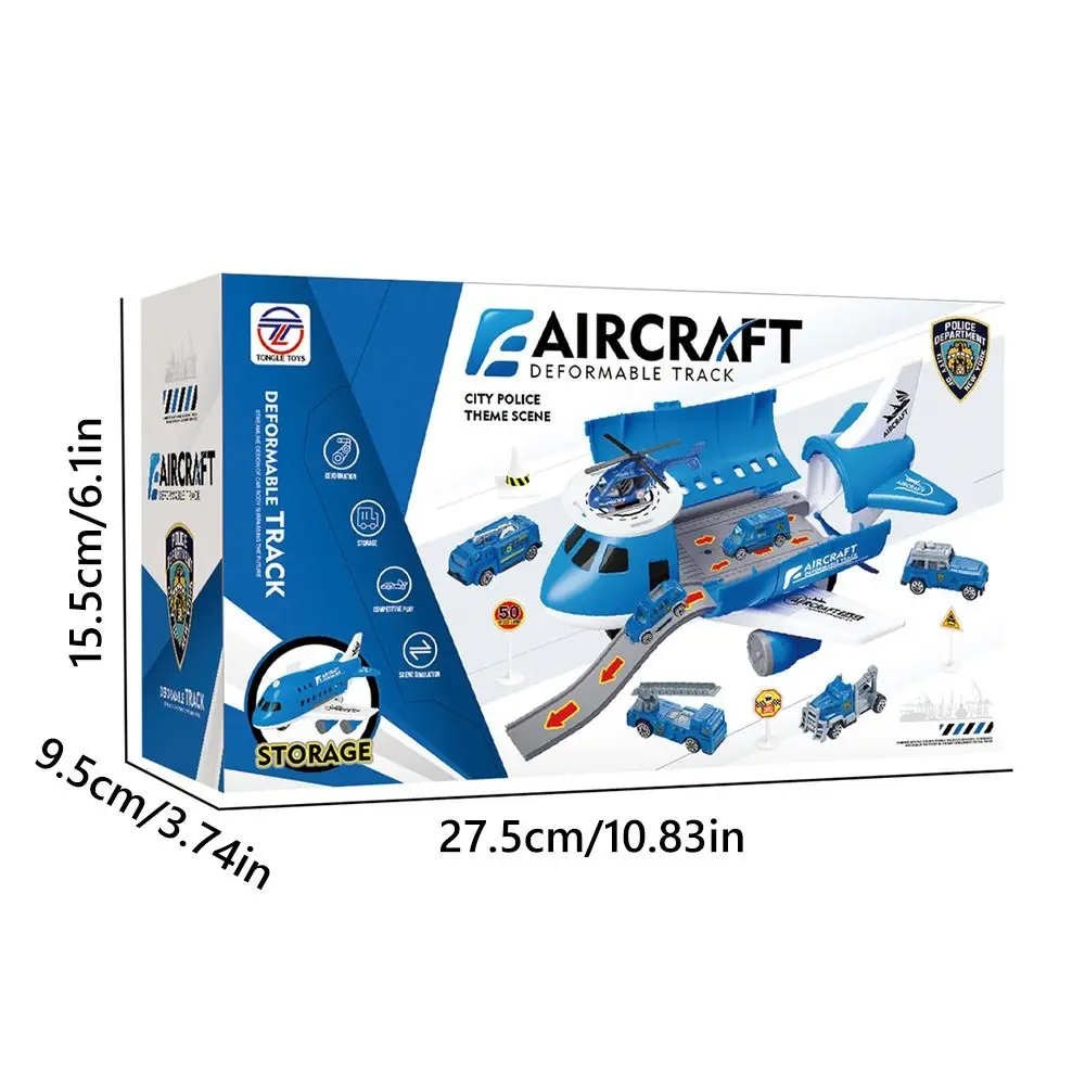 Creative Red Blue Inertia Rail Airplane Deformable Track Random Car Simulation Aircraft Model Plastic Helicopter Track Gift