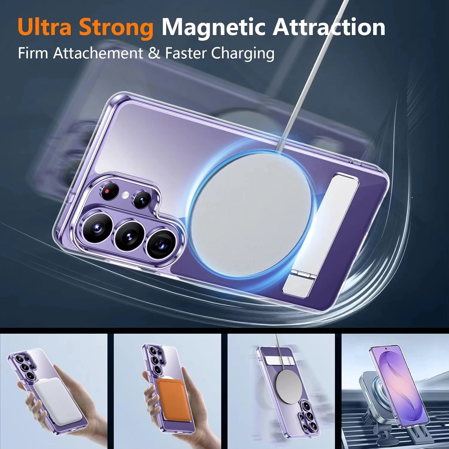 Ultra-Thin Magnetic Phone Case with Invisible Bracket Magsafe and Military Grade Shock-Absorption