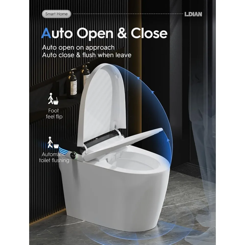 Smart Toilet, Display Tankless Toilet with Warm Water Sprayer and Dryer, Heated Bidet Seat, One Piece Bidet Toilet 4