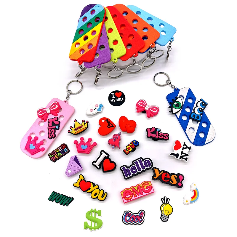 1PCS Silicone DIY Corc Shoe Charm on Keychain Colorful Kawaii Shoe Charms Fit Boy Girls Personality Accessories Casual Souvenir