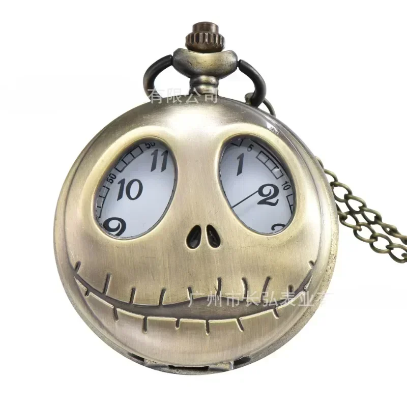 악몽 전에 크리스마스 빈티지 회중 시계 애니메이션 그림 샐리 잭 Skellington 펜던트 레트로 청동 시계 선물