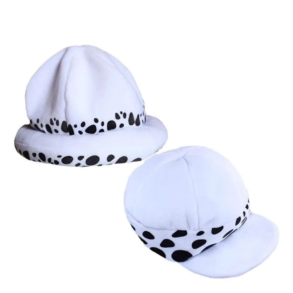 Anime Trafalgar Law Hat Cosplay Costumes Unisex White Spot Plush Cap Accessories Prop Collection Gift Halloween 2