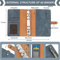 A6 Binder Classeur Budget PU Leather Planner Pockets Cash Envelope Organizer System Excluding transparent Zipper Pocket Notebook 2