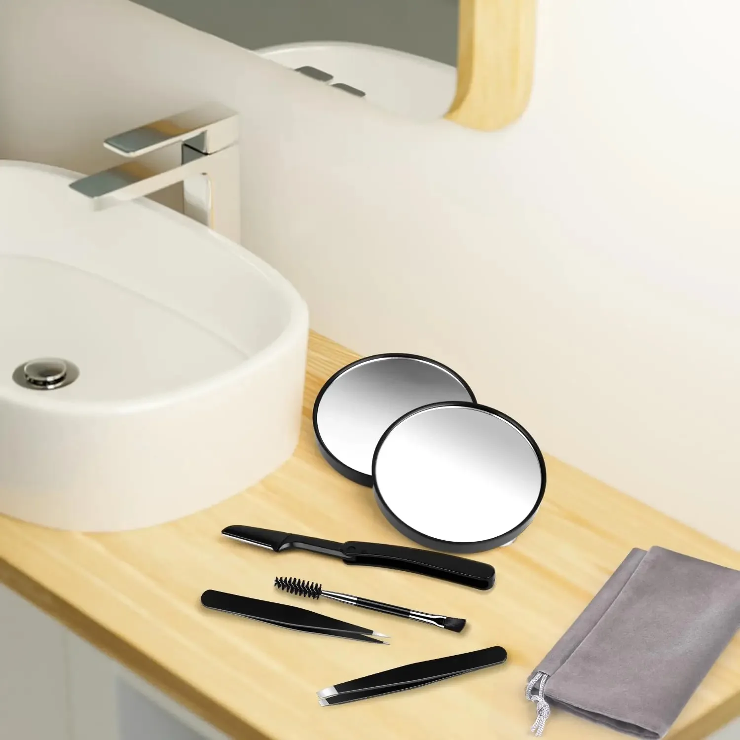 Eyebrow Tweezers Magnifying Mirror 1/3pcs Magnifying Mirror and Eyebrow Tweezer Set 30X Magnified Makeup Mirrors 2 Suction Cups Tweezers and Eyebrow