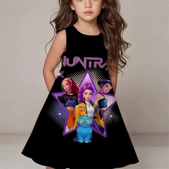 Robe sans manches pour filles avec impression 3D de personnages de jeux vidéo, robe de princesse décontractée d'été pour enfants de 3 à 12 ans, cosplay pour fête d'anniversaire 1
