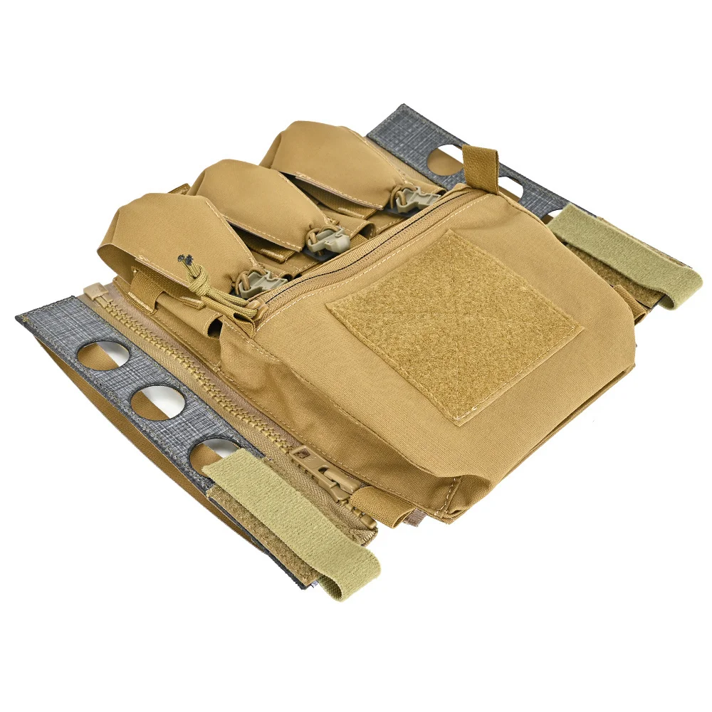 Adaptateur MOLLE à Fermeture éclair WLXW - Pour Attacher Pochettes Zippées Sur Gilet Tactique, Couleur Tan