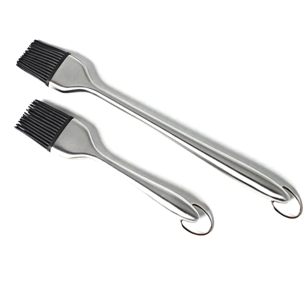 

Stainless Steel Pastry Brush Silicone Brush Head Barbecue Broom Oil Brushing Tool Hollow Handle