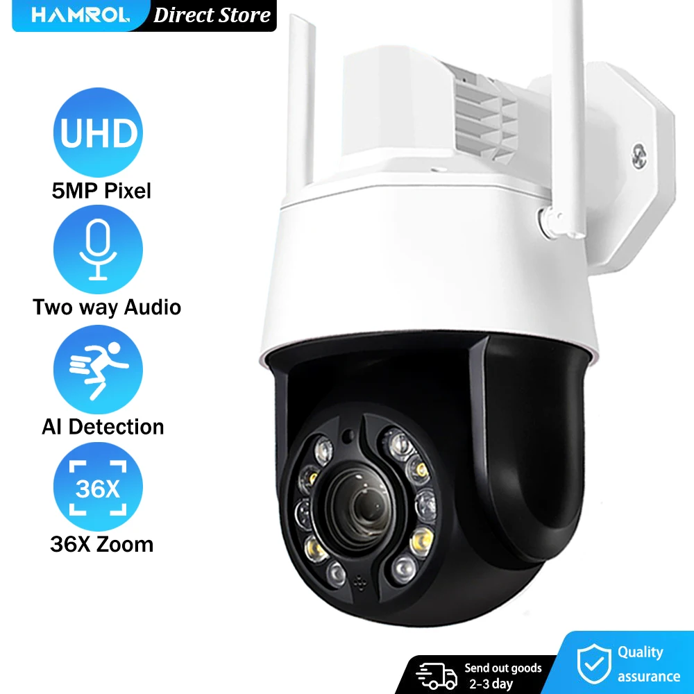 

5MP PTZ Wifi Camera HD 36XZoom Max 100M Nigtvision AI Human Detection Two Way Audio Outdoor Wireless IP Camera ICSEE H.265X