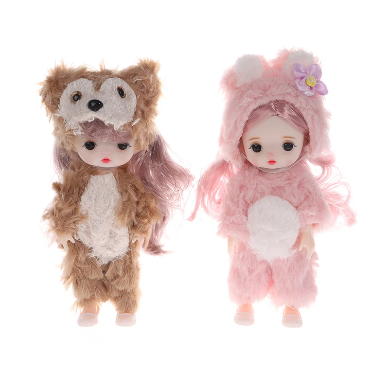 Doll Girl Toy Mini Doll Movable Joint Baby 3d Beautiful Toys For Girl Clothes Dress Up 1/12 Fashion 17cm Gift 1PC