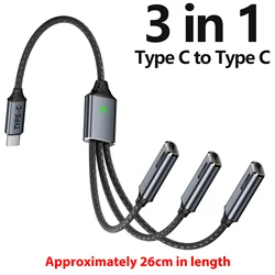 Universal 3 - in - 1 USB Splitter Cable for Charging and Data Transfer (Type C to Type C)