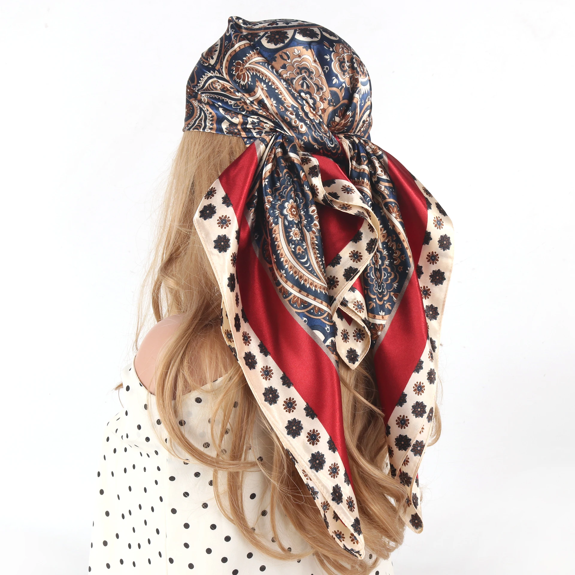 90X90cm Silk Scarf Luxury Brand Headkerchief Women Foulard