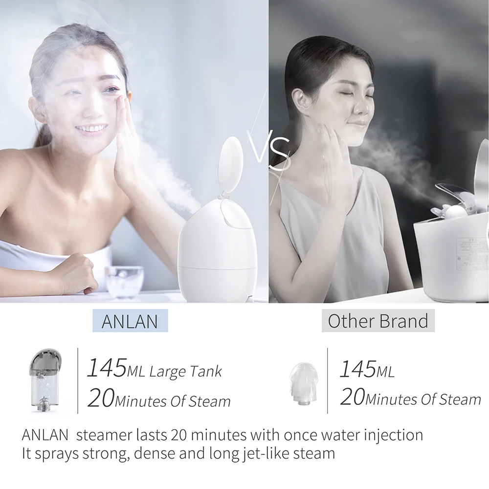 ANLAN Hot Nano Face Steamer Sprayer Facial Steamer with Mirror Hot Fog Pore Cleaner Skincare Moisturizing Humidifier SPA Machine