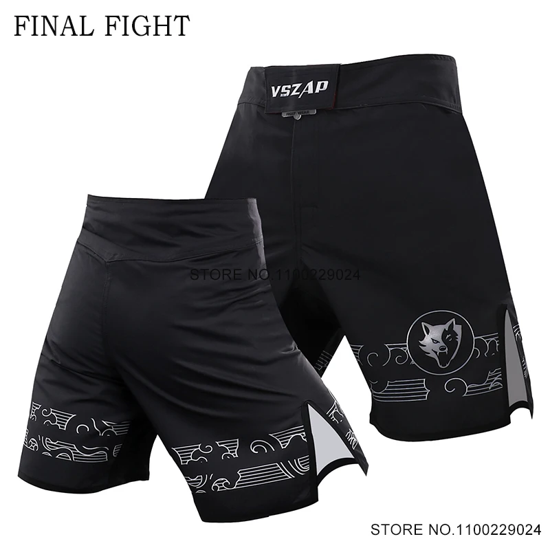 

MMA Shorts Men Vszap 2024 New Muay Thai Boxing Training Trunks Black Quick Dry Gym Grappling Mixed Martial Arts BJJ Fight Wear