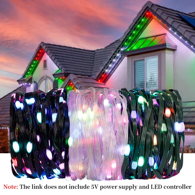 WS2812B RGBIC LED 스트링 5m-20m 파티 크리스마스 조명