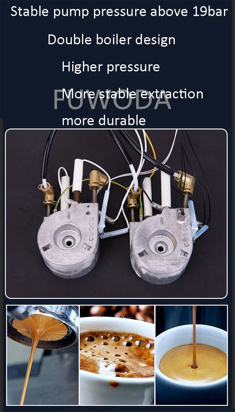 Double Pump Espresso Coffee Maker Cappuccino Machine Home Bean Grinder Coffee Machine In One Professional Fancy