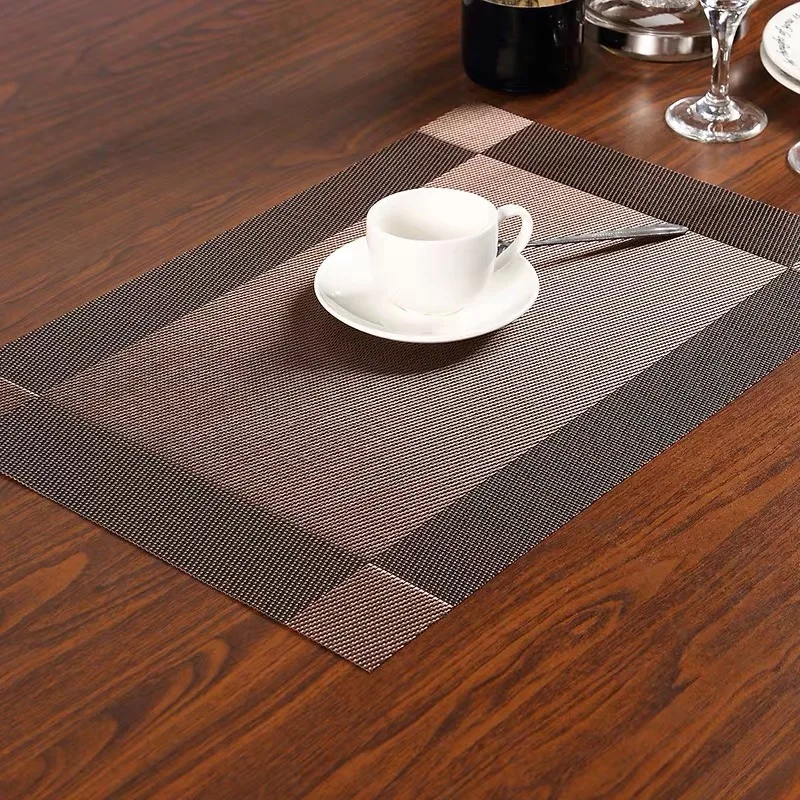 

Restaurants Heat Protective Washable PVC Woven Placemat Plastic Coffee Dining Table Silicone Place Mats