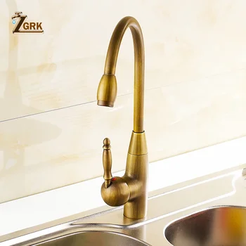 โบราณก๊อกน้ําห้องครัว Bronze อ่างล้างจานร้อนและเย็น KITCHEN Mixer TAP หมุน 360 องศาอ่างล้างจาน TAP 2