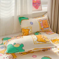 Cartoon Flat Sheet with 2 Pillowcases Soft Comfortable Kawaii Bear Rabbit Dinosaur Print Bed Sheet Set Microfiber Bed Cover,Twin 5
