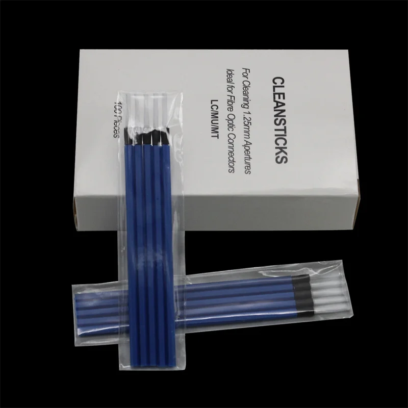 Cleansticks 100pcs 1.25mm Optical Fiber Cleaning Rod LC/MU Interface Wiping Rod Cleaning Cotton Swabs Flange Adapter Cleaning