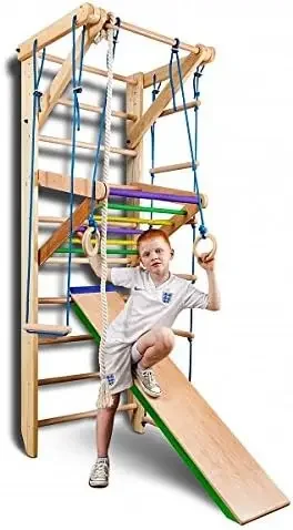 Swedish Ladder, Wall Bars for Kids, Wood Stall Bar Sport-3-220 Certificate of Safe USE Home Gym Gymnastic, Climbing Kids,