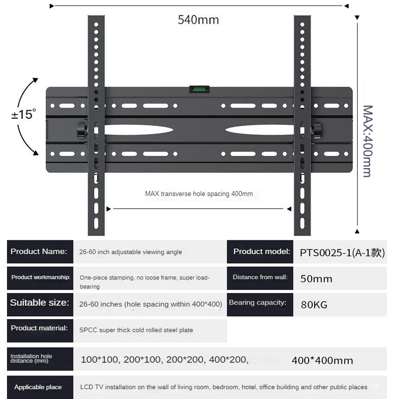 Suporte de TV Tilt Wall Bracket, Unversal para 26 a 60 