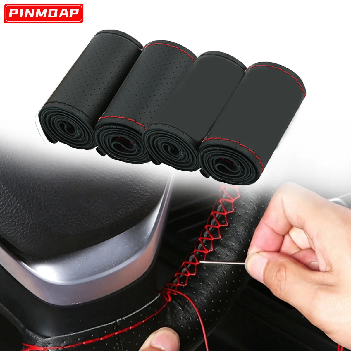 Diy Auto Lenkrad Geflecht Abdeckung Faser Leder Mit Nadel Geflecht Auf Lenkrad Skidproof Auto Styling Innen Zubehör