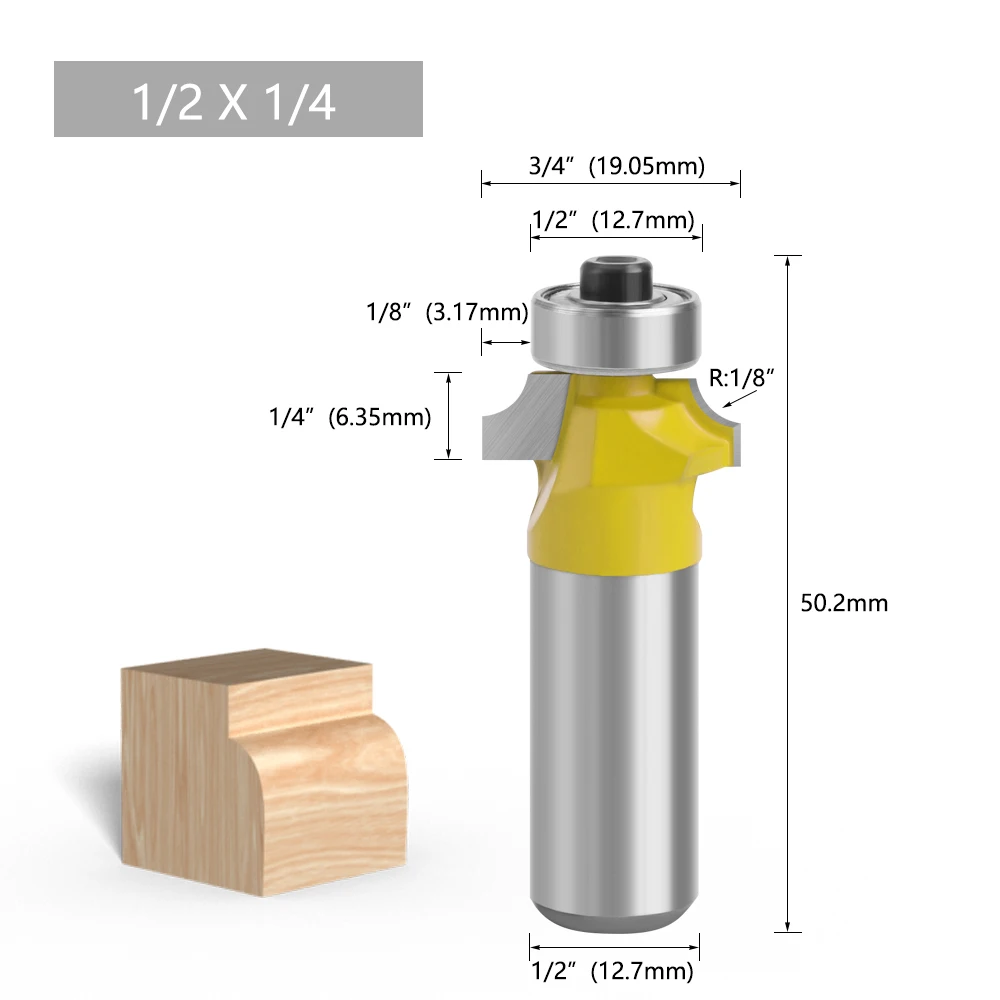 LAVIE 6-teiliges 12-mm-1/2-Zoll-Schaft-Eckfräser-Set mit rundem Über- und Perlenkanten-Fräser-Set, C3-Zapfenschneider mit Hartmetallspitze für Holz MC03138 – Detail 10