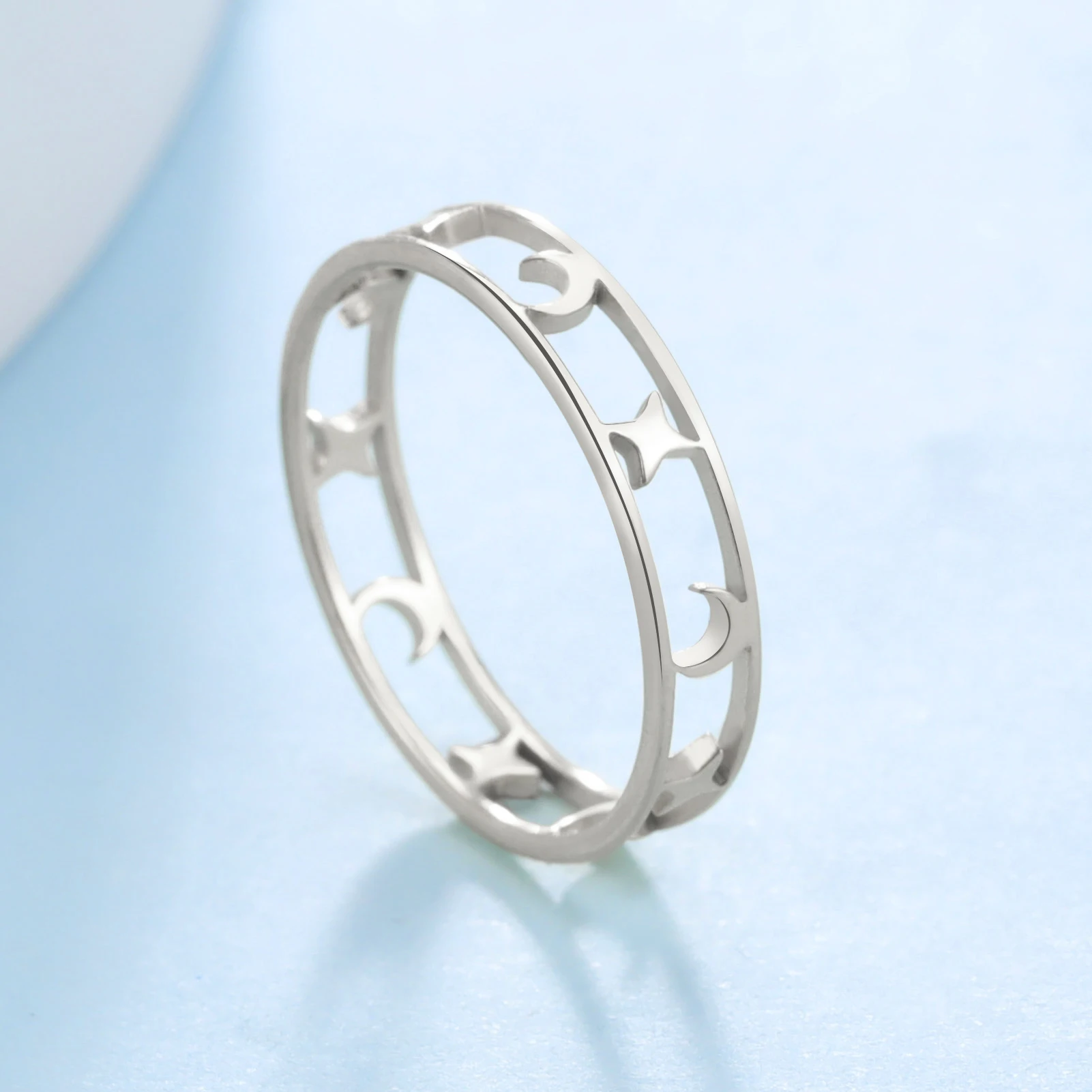 Skyrim Neu In Frauen Mond Stern Ring Edelstahl Boho Band Ringe Modeschmuck Geburtstagsgeschenk für Liebhaber Freunde Großhandel