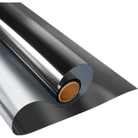 Window Film One Way Daytime Privacy Static Cling Sun Blocking Anti UV Reflective Window Tint for Home and Office, Black-Silver 2