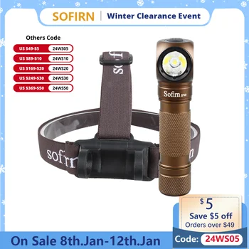 Sofirn SP40 헤드램프 18650 USB 충전식 18350 손전등 헤드램프, XPL 1200lm LED 헤드라이트, 자석 테일 캡 포함