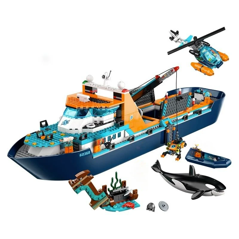 

Deep Sea Exploration Vessel Marine Research 60368 60266 Urban Ocean Reconnaissance Ship Building Block Bricks Toys For Kids Gift