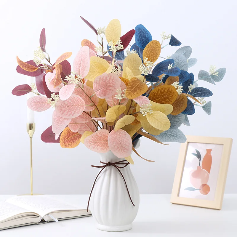 

Artificial Flowers Home Decor Eucalyptus Long Branch Wedding Home Decoration DIY Wall Layout Of Fake Plants Vase Decoration