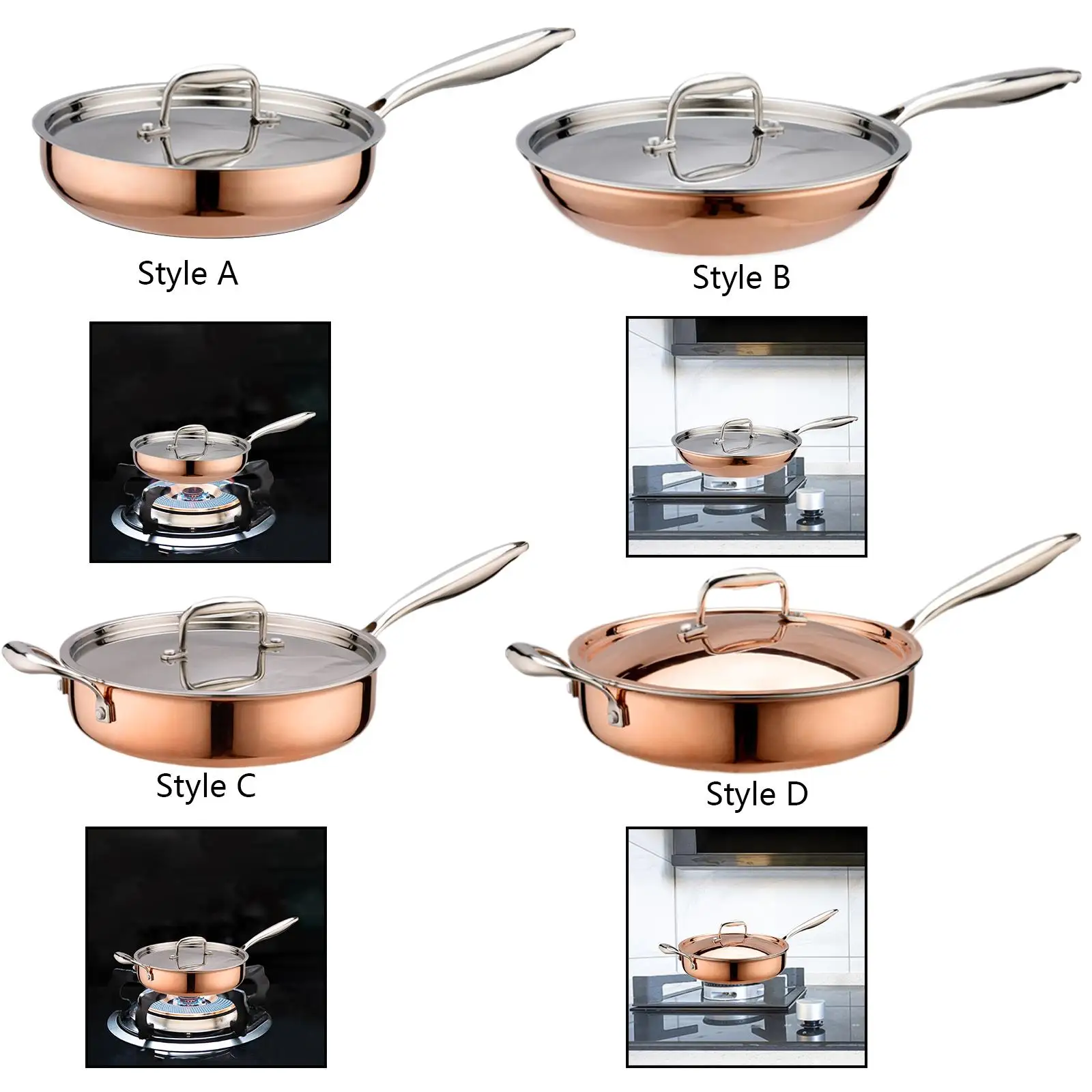 Stainless Steel Frying Pan Kitchen Round Saute Pan with Lid for Kitchen Rvs Stainless Steel Frying Pan Kitchen Round Saute Pan with Lid for Kitchen Rvs