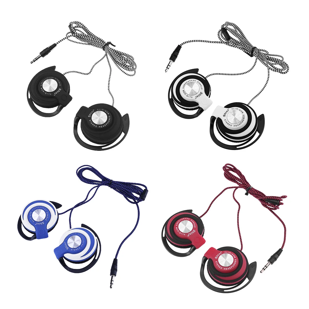 Universal 3.5mm Plug Wired Clip On Ear Sports Earphone Heavy Bass Headphone Laptop MP3 MP4 Headphone Earbuds Handsfree Headset