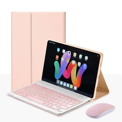 Premium Protective Case with Bluetooth Keyboard for Xiaomi Redmi Pad SE 11-Inch Tablet (Pink B)
