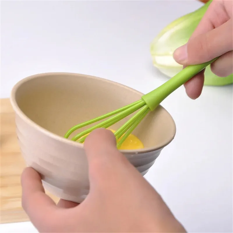 Kitchen Silicone Whisk Non-Slip Egg Beater Milk Frother Kitchen Utensil  Kitchen Silicone Egg Beater Tool Easy To Clean