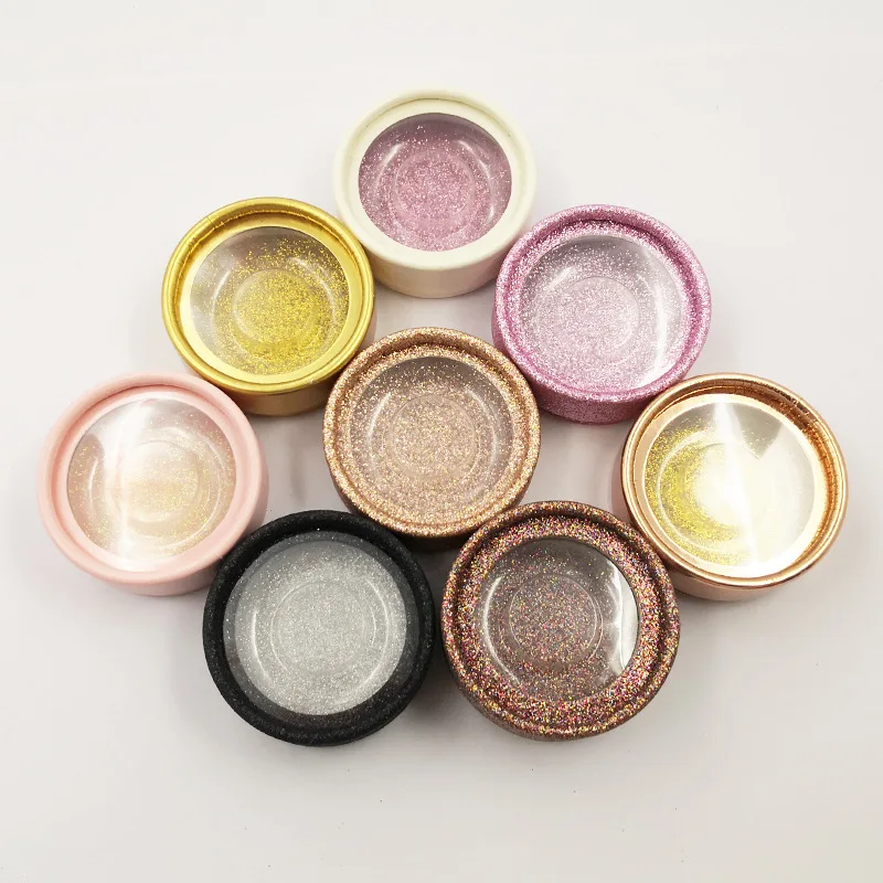 

30Pcs Eye Lash Boxes Round Glitter Packaging Tray Eyelashes Package False Fake Eyelash Extension Makeup Case