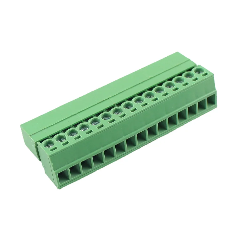 10Sets 3.5mm Pitch 15P 15 Pin Poles Way Female and Male Straight Screw Pluggable Terminal Block Plug Cable Connector 300V 8A