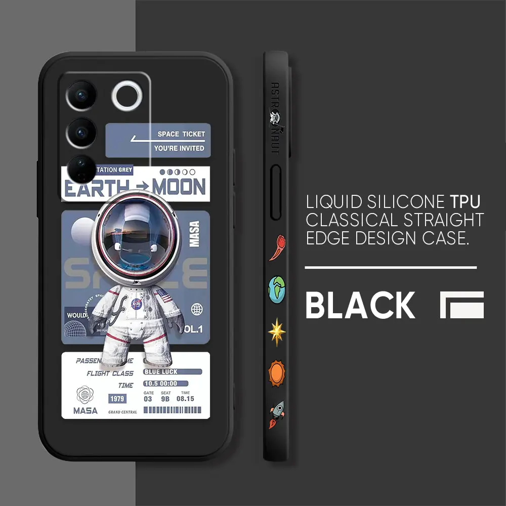 thumbnail image 1 of Case For VIVO S5 S6 S7 S9 S10 S15 S16 S16E T1 V15 V20 V23 PRO 5G Simple Liquid Silicone Case Funny Astronaut Spacewalk, 1 of 5