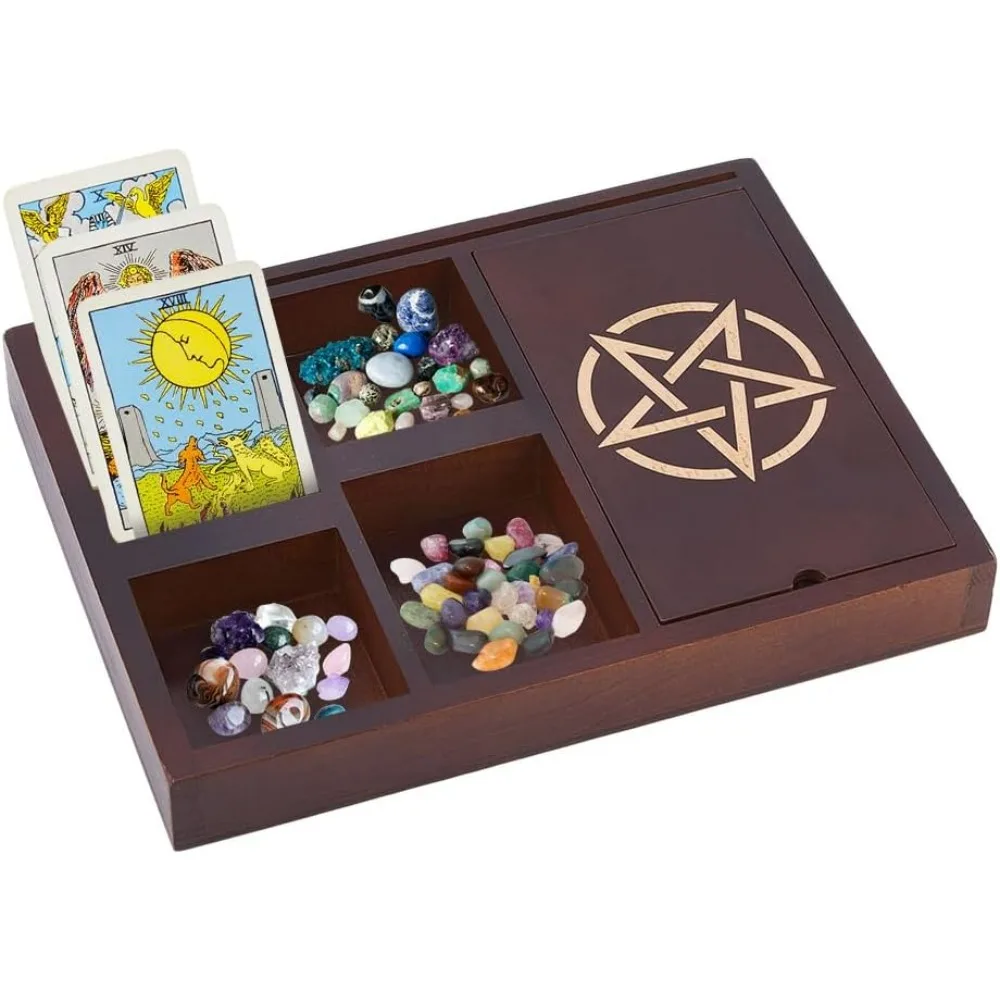 1pc Wooden Tarot Card Holder Tarot Stand Display Coconut Decorative Box for Altar Withchcraft Decor Wiccan Altar Supplies