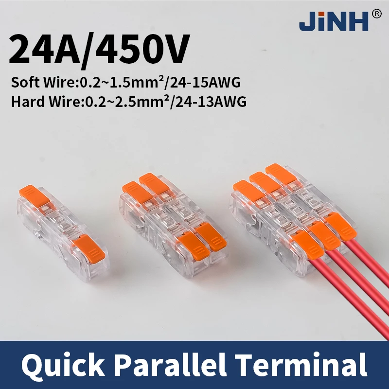 ขั้วต่อสายไฟฟ้าแบบใส 10/20/50 ชิ้น ขั้วต่อสายไฟแบบขนานอเนกประสงค์ ขนาดกะทัดรัด แบบเสียบ รองรับสายขนาด 0.2-2.5 ตร.มม. 1