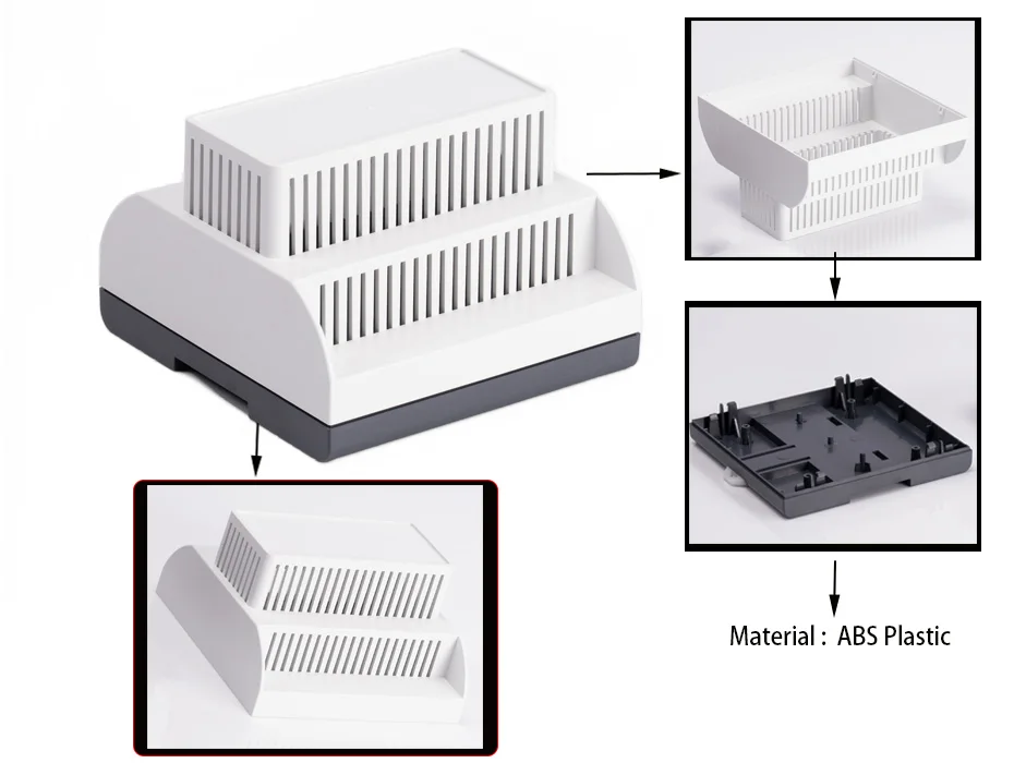 Custom Design Smart Home Din-schiene Fall DIY Kunststoff Gehäuse ABS Kabel Anschlussdose Für Elektronische Gerät 112*108*75mm – Detail 3