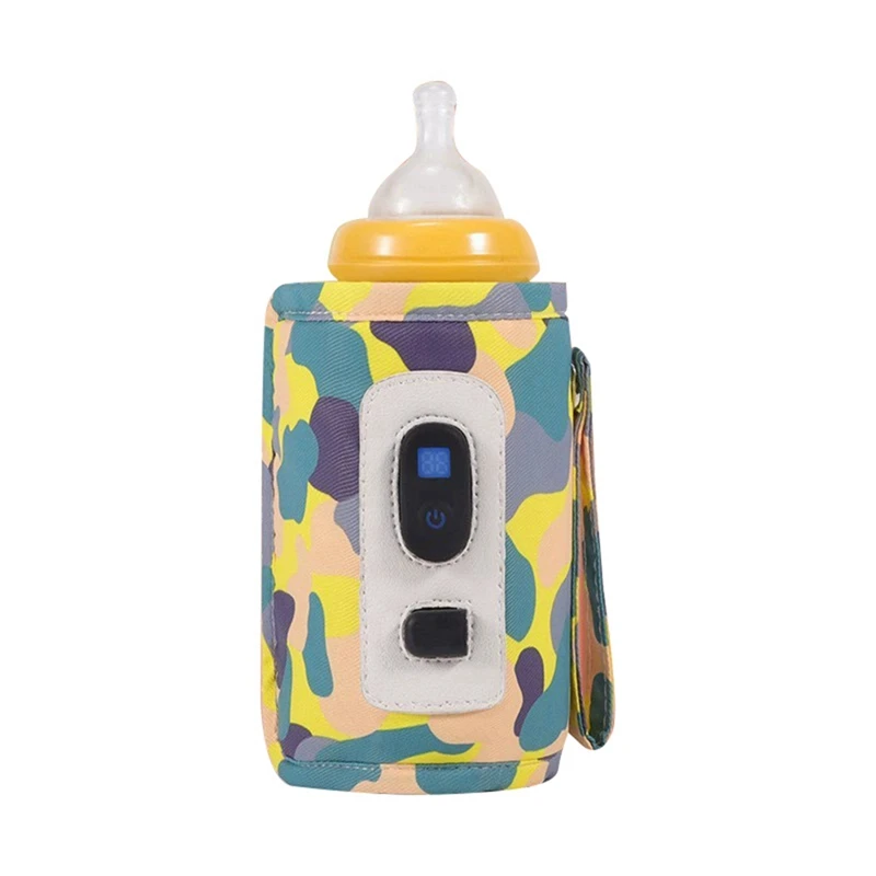 

Travel Stroller Insulated Bag Digital Display Baby Nursing Bottle Heater -Camouflage Yellow