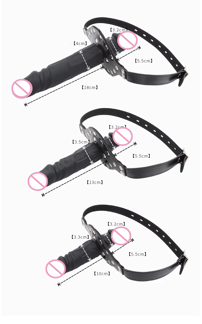 Doppel-Ended Dildo Tiefe Blowjob Sex Spielzeug Gag Öffnen Mund Stecker Leder Harness Lesben Strapon Penis Butt Plug BDSM erotic Bondage