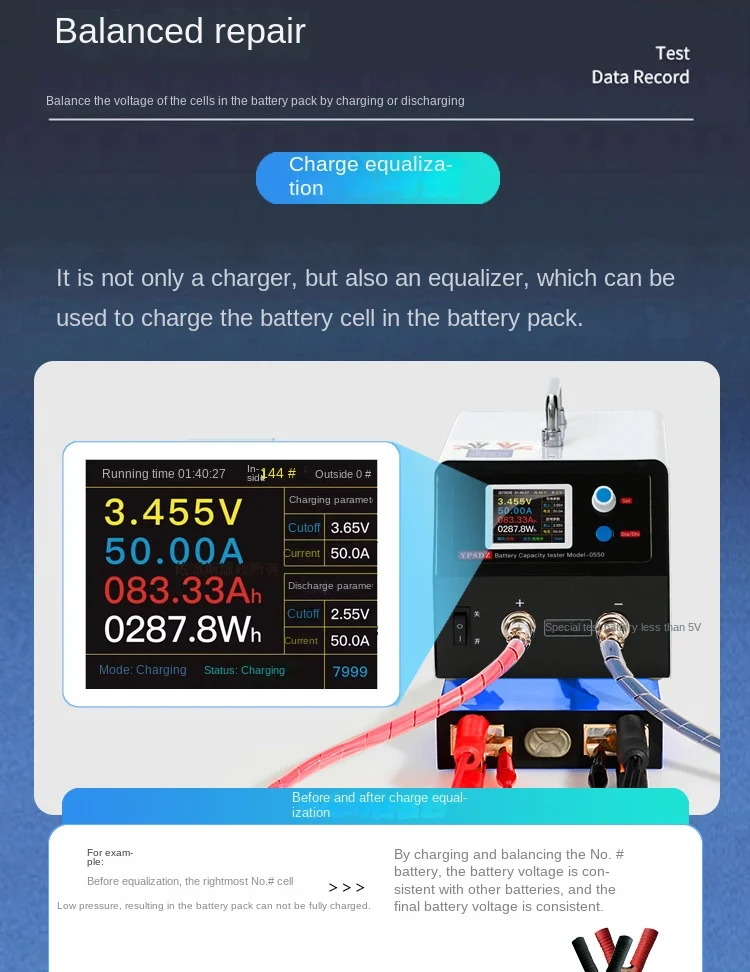 YPSDZ-0550 Lithium Battery Capacity Tester Single Cell Charge and Discharge Dete