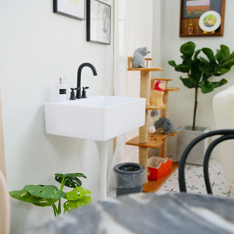 NEW 1/6 Scale Miniature Kitchen Sink Lavatory Wash Basin Faucet for Blyth Barbies Dollhouse Furniture Toys Accessories 5