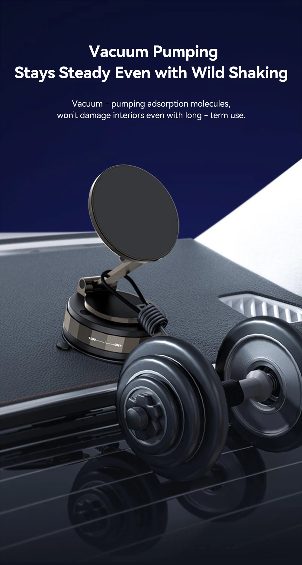 Car Phone Holder, Magsafe Magnetic Vacuum Intelligent Car Mount 360° Rotation Ma