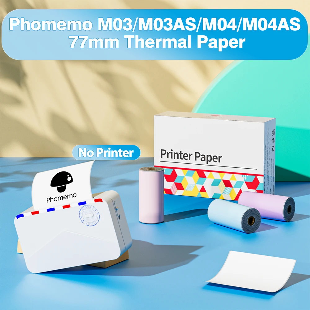 3PK Phomemo 접착제 투명 감열지 M04S/M04AS 블루투스 프린터 용 투..