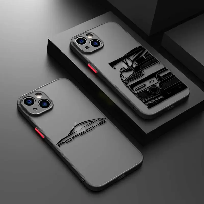 Clear Matte Phone Case for Apple iPhone 15 14 13 12 11 Pro Max 13 12 Mini XS Max XR X 7 8 6 6S Plus Sports Car 911 GT Cover